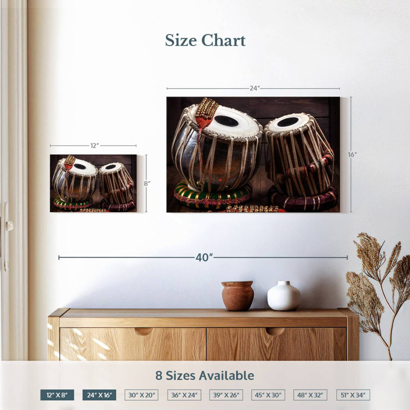 Abarca Tabla Drums And Bells, 16" H x 24" W