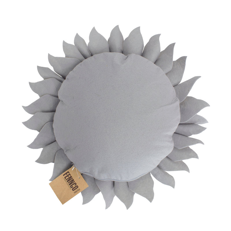 Coussin décoratif décoratif fait à la main avec fleurs 3D, Gris / Mauve