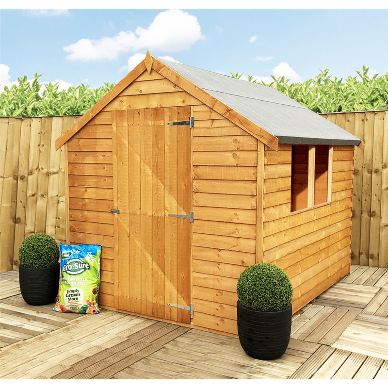 8 ft. x 6 ft. Solid Wood Overlap Apex Garden Shed