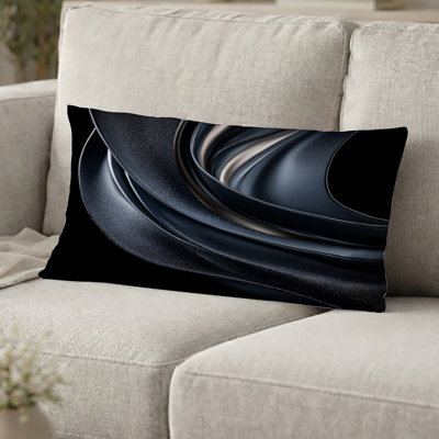Coussin décoratif abstrait fractal - Spectre fractal abstrait noir de sérénité