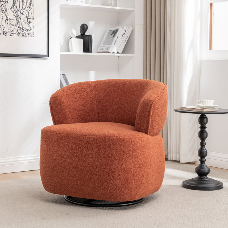 Olevide Swivel Barrel Chair, Orange Teddy