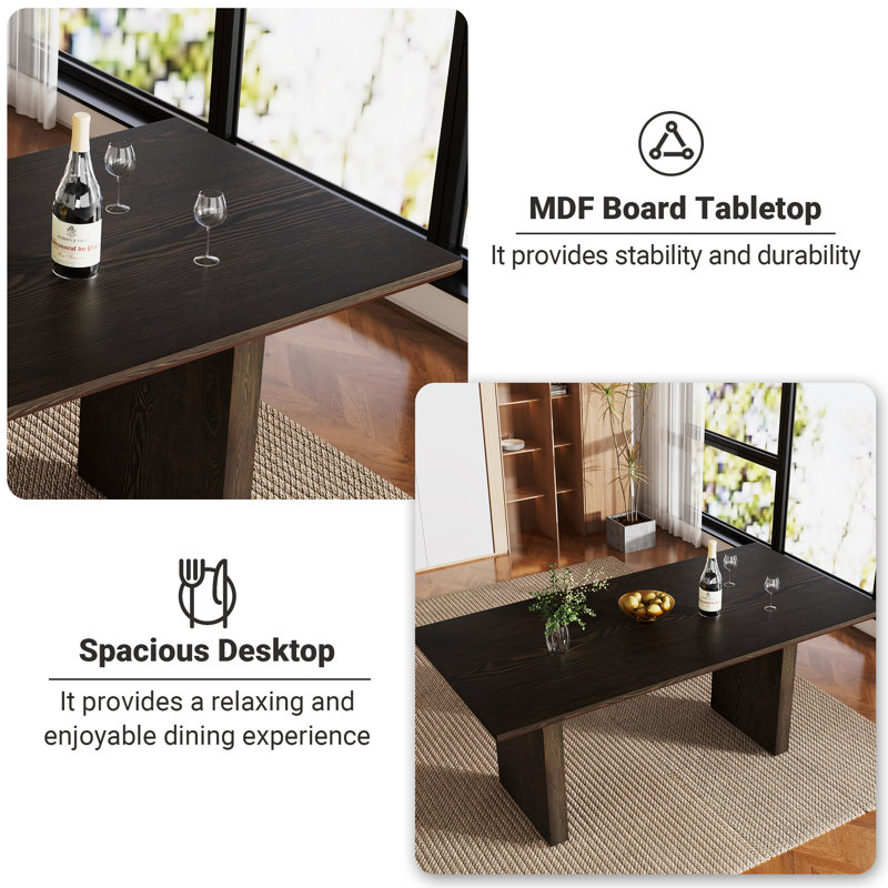 70.8'' Brown Rectangle Wood Dining Table