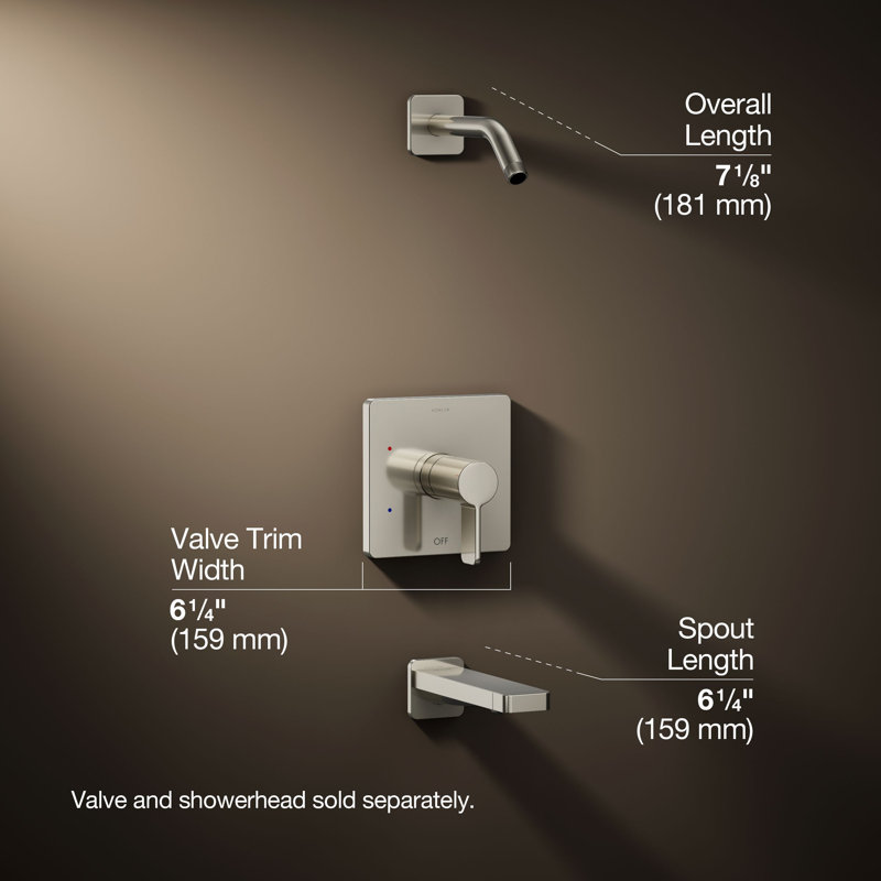 Parallel Bath and Shower Trim Set, Polished Nickel