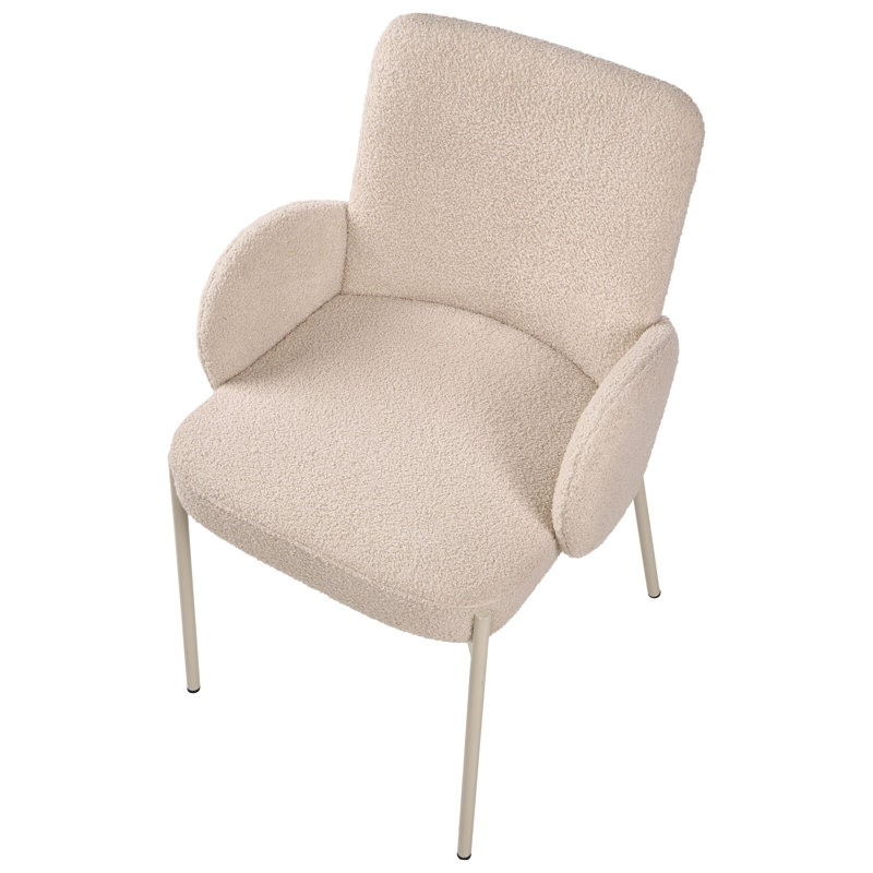 50cm H Boucle Upholstered Upholstered Back Armchair in Beige