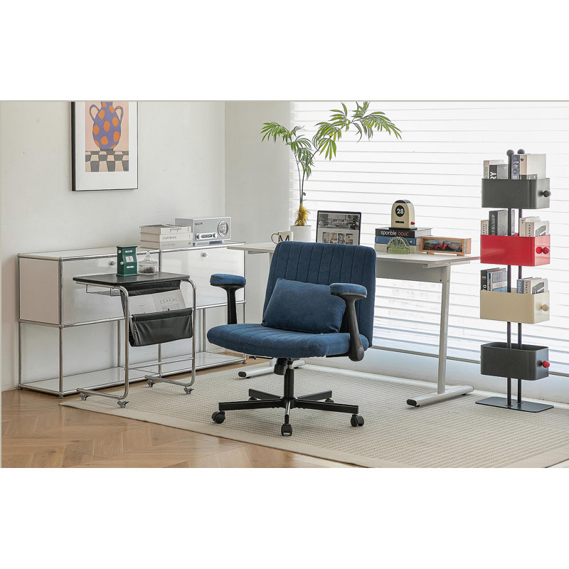 Modern Armrest Office Chair, Computer Desk Chair with Wheels, Blue