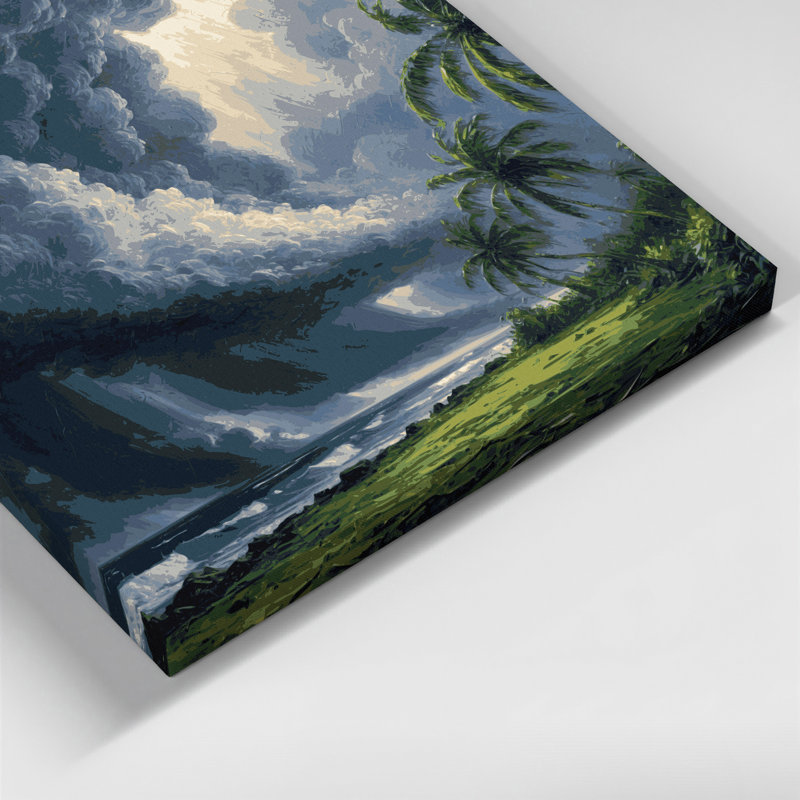 Toile grise hawaïenne avec nuages gris, H 32 po x l 32 po