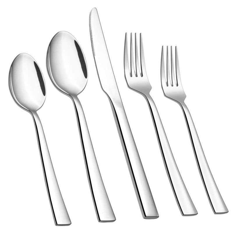 20-Piece Stainless Flatware For 4, Square Mirror, DW Safe