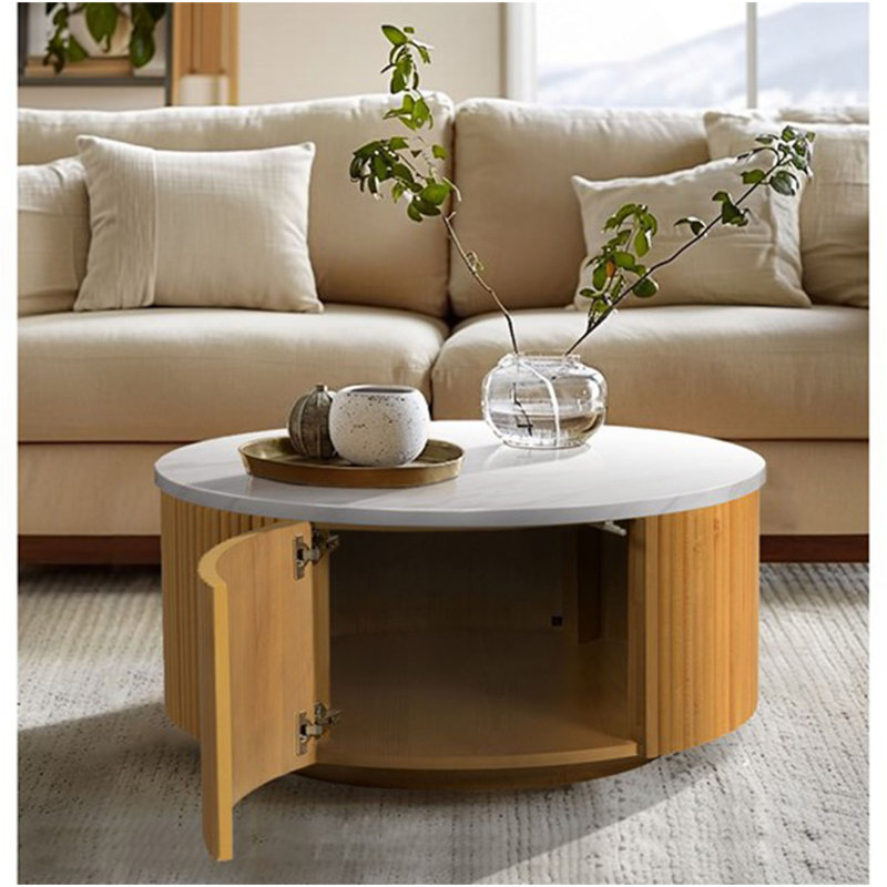 Table basse ronde avec rangement /
