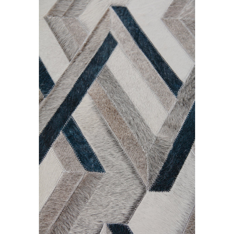 Natural Hide Cowhide Geometric Area Rug, Rectangle 9'6" x 13'6"