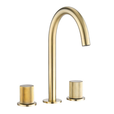 Robinet de salle de bain espacé de 8 pouces - finition dorée brossée, deux poignées, pour ternir et teindre pour un nettoyage impeccable, bec pivotant à 360 °, rouille, rayures de corrosion