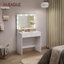 Bureau de coiffeuse avec miroir et lumières, bureau de maquillage avec grand miroir, luminosité réglable, coiffeuse, 2 tiroirs, 3 compartiments, moderne, blanc nuage