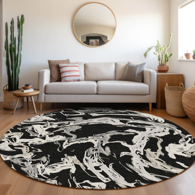 Tapis intérieur / extérieur noir lavable Lani 