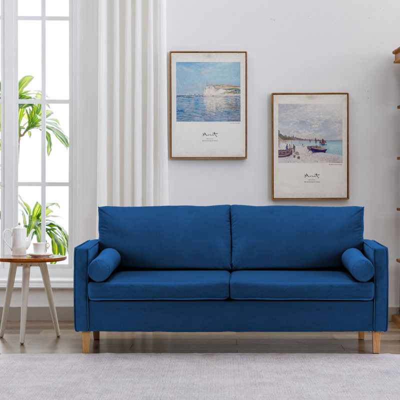 Vinyl 67'' Reception Loveseat, Blue Velvet