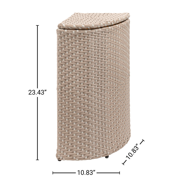 Chloe 15.56-Gallon All-Weather Wicker/Metal Corner Hideaway Outdoor Trash Can, Light Pink/White