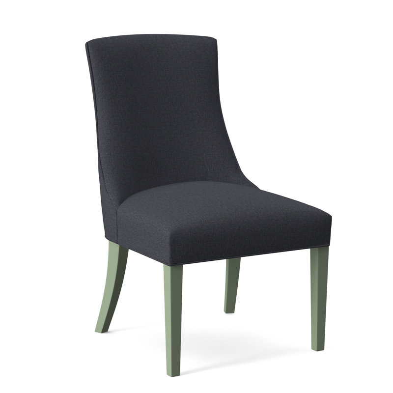Tuxedo Slipper Dining Chair, Celery Finish, Cobalt Blue Stripe; 0204-64