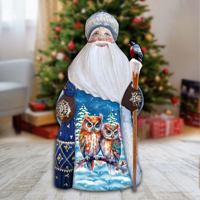 Couple de chouettes, chef-d'œuvre sculpté en bois par Père Noël Debrekht