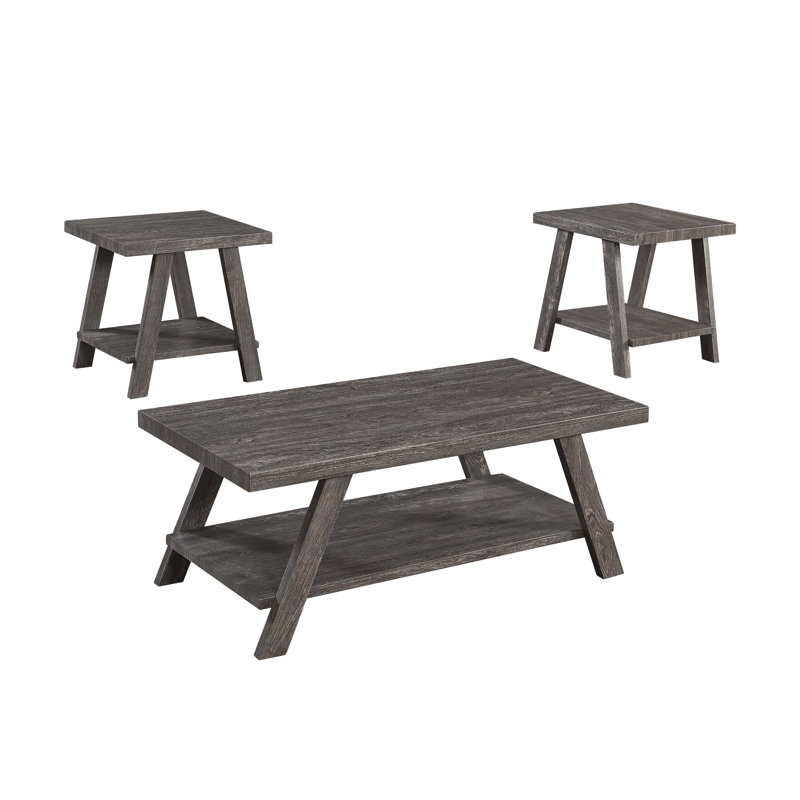 Ensemble de 3 tables basses et 2 tables de bout avec tablette de rangement intégrée et salon contemporain