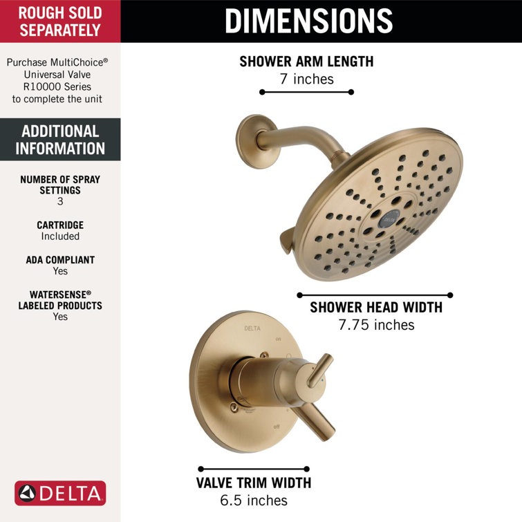 Delta TempAssure 17T Series Thermostatic Shower System with Integrated  Volume Control, Shower Head, 3 Body Sprays and Hand Shower Includes Rough  In