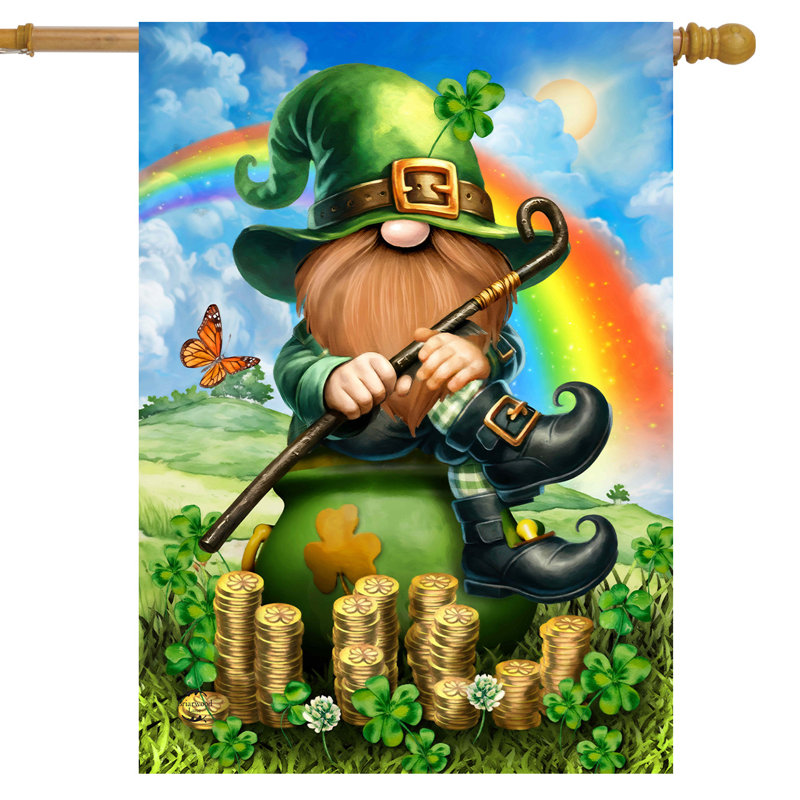 Drapeau de maison de gnome irlandais chanceux