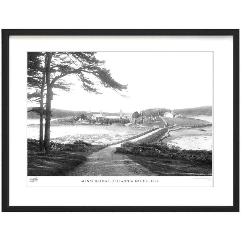 Menai Bridge, Britannia Bridge 1894 - Single Picture Frame Print, 60cm H x 80cm W x 2.3cm D