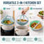 2-in-1 Silicone Steamer Sling & Divided Pot-in-Pot Insert Set for Instant Pot 6/8 Qt, Anti-Scald Pressure Cooker Lifter with 2-Chamber Steamer Basket, BPA-Free, (Mint Blue)