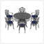 Table de salle à manger 47,24 pouces en fonte d'aluminium avec structure noire et trou pour parasol
