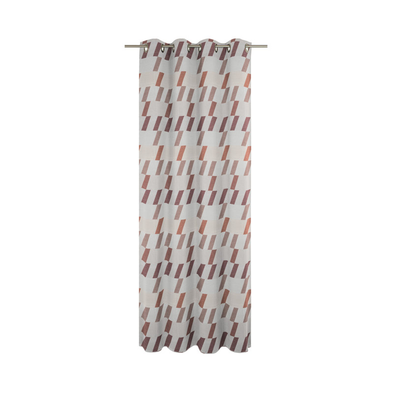 Lopez Room Darkening Curtain Single Panel, 132cm Width x 145cm Drop, Pink/Brown/Light brown