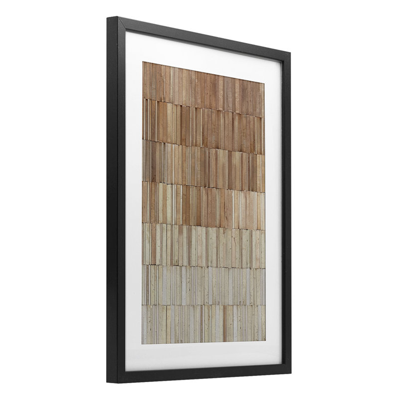 Reproduction murale sous verre en terre cuite carrelée, design par Flora Kouta, H 20 po x l 14 po, Cadre noir minuit