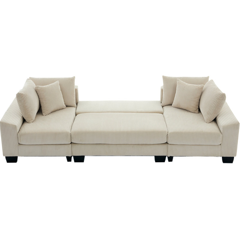 114" Sleeper Sofa,U Shaped Sofa , Pull Out Bed,Convertible Oversize 2 In 1 Sleeper Sofa, Living Room,Upholstery Sofa Bed,Adjustable Sleeper Sofa,Corduroy