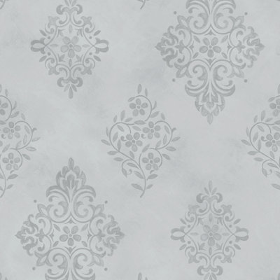 by Rachel Ashwell Diamond Motif Damask 10m x 52cm Wallpaper Roll