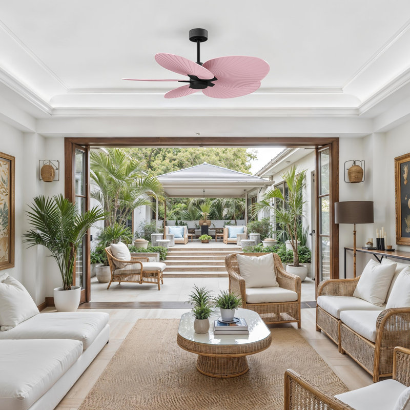 Alessandra - Five Blade Ceiling Fan, Light Pink, Matte Black