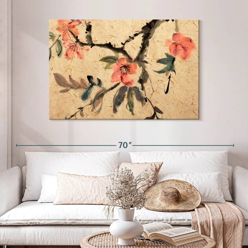 Harnek abstrait floral chinois, H 32 po x l 48 po