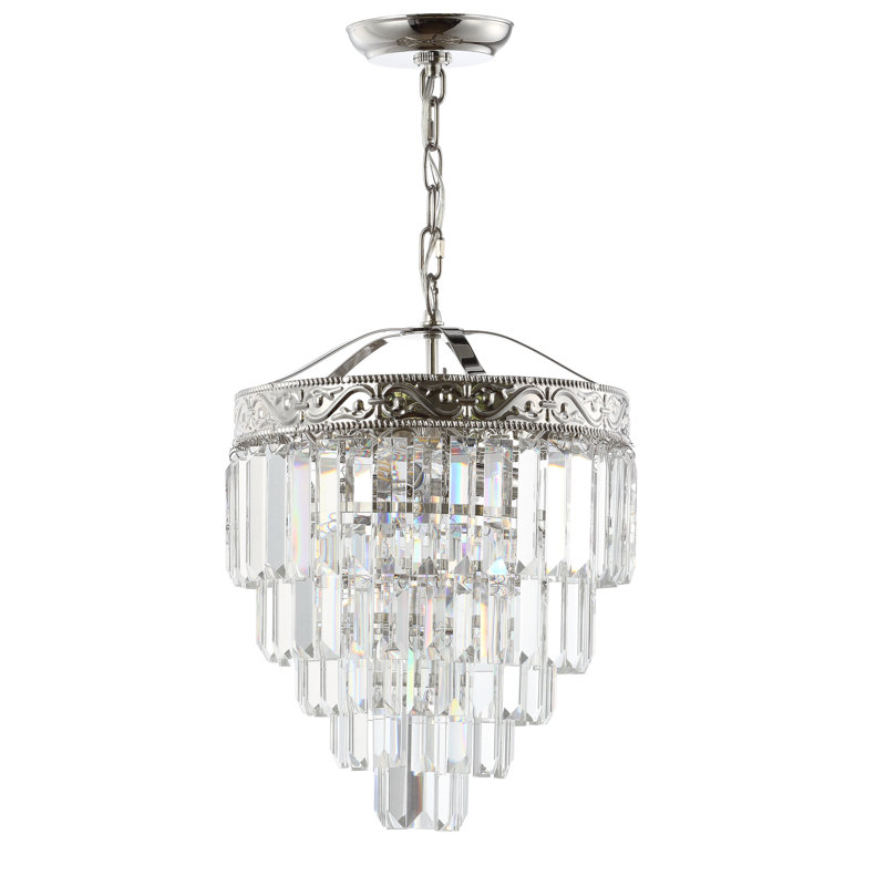 Kingsdown 2-Light Unique / Statement Tiered Chandelier, Polished Nickel/Clear