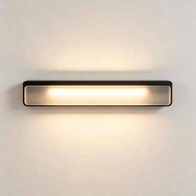Applique murale à DEL moderne, luminaire minimaliste d'intérieur, boîtier en métal antirouille et abat-jour en verre dépoli, lampe murale à intensité variable blanc chaud pour chambre, salon, couloir, escalier, salle de bain, décoration de couloir