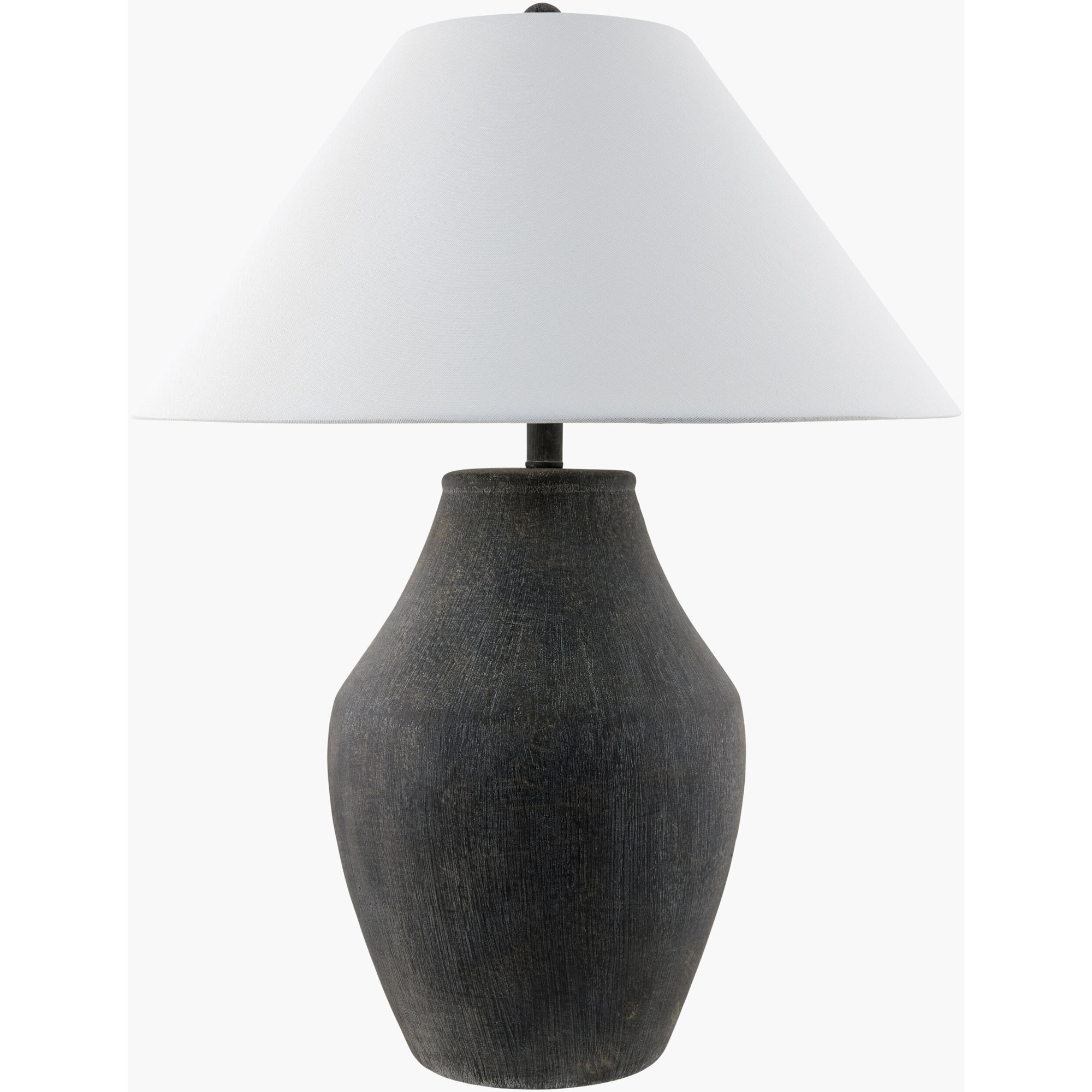 Batavia Ceramic Table Lamp, White, Brown