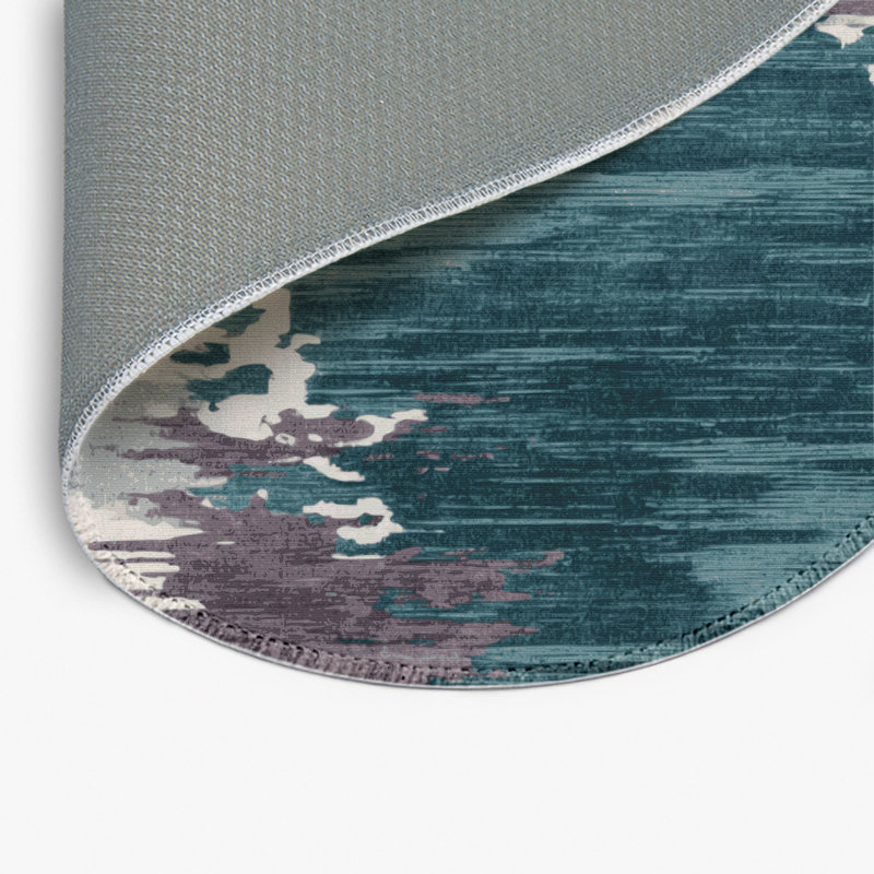 Tapis intérieur et extérieur gris Watercolor, Rond 5 pi