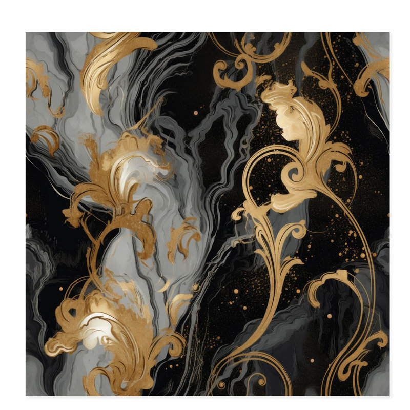 «Abstract Luxe Symphony II», reproduction d'art moderne sans cadre, H 12 po x l 12 po