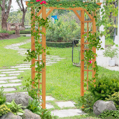 85" Orange Garden Trellis, Wooden For Backyards, And Charming, Beautify Your Outdoor Area Trellis Arch 85", Backyard Beauty Events, Build, Add Charm To