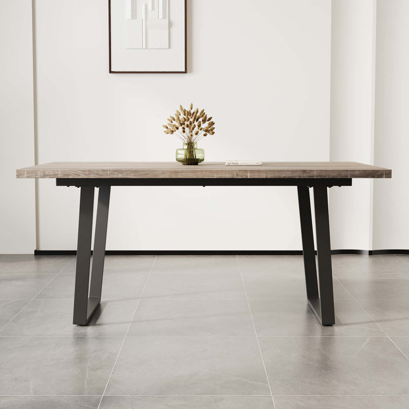 62.9-Inch Rectangular MDF Dining Table, Brown