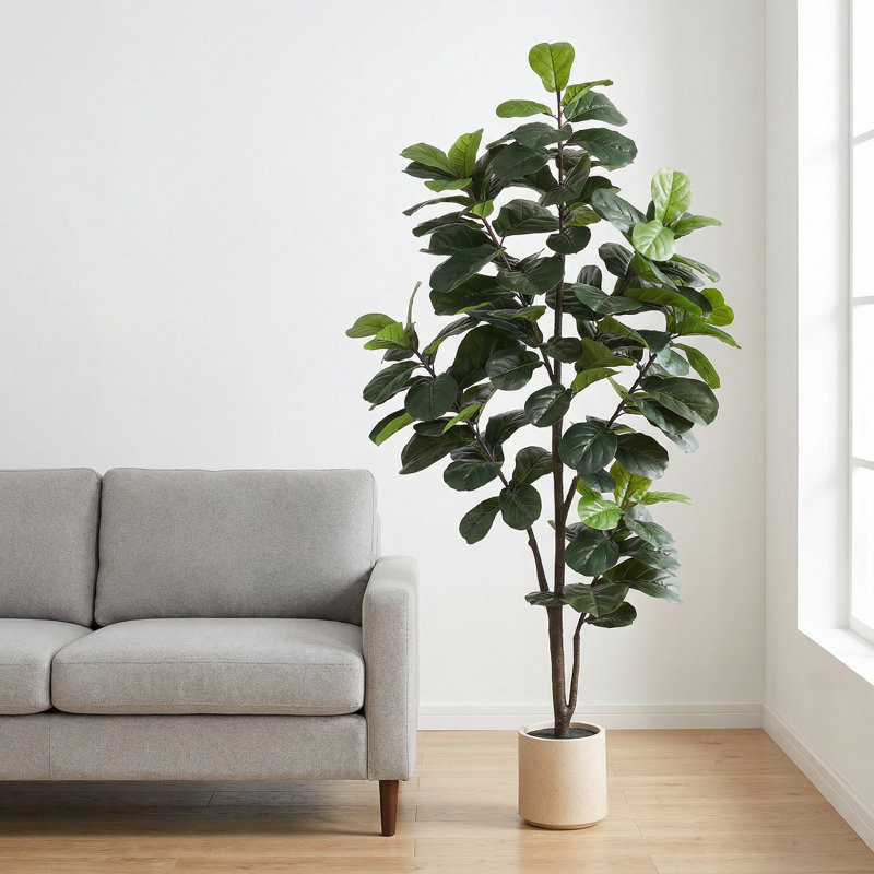 Figuier de 6 pi en figuier en pot, plante artificielle réaliste pour la maison et le bureau, 72 po x 6,69 po