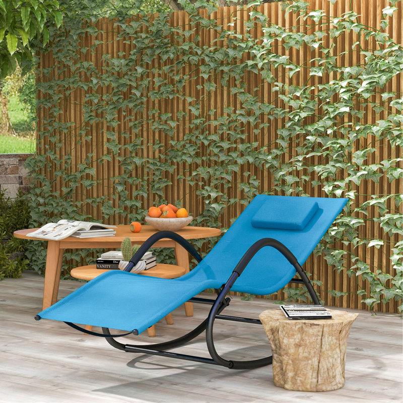 Chaise berçante pour pelouse, méridienne Zero Gravity, bleu pour patio, jardin, piscine avec coussin de jardin