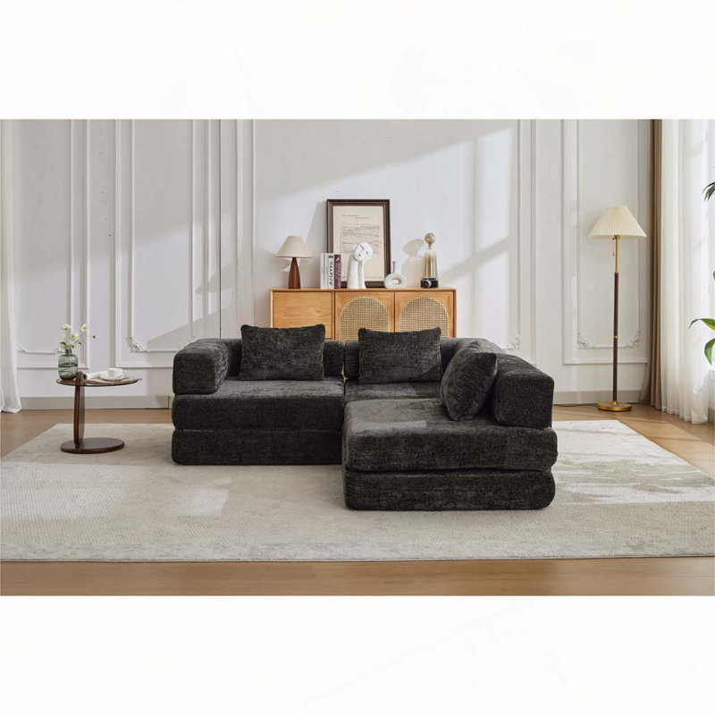 Canapé-lit Chenille, Chenille noir