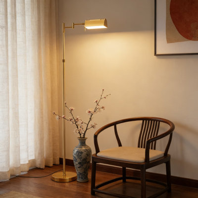 Lampe sur pied à DEL à intensité variable avec télécommande, bras pivotant réglable, lampe sur pied lumineuse de 16 W pour le salon, la chambre à coucher et le bureau