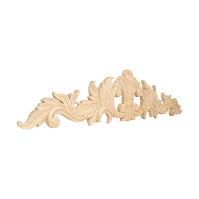 5-1/4 in x 24 in x 5/8 in Unfinished Hand Carved Solid Wood Onlay Acanthus Wood Applique