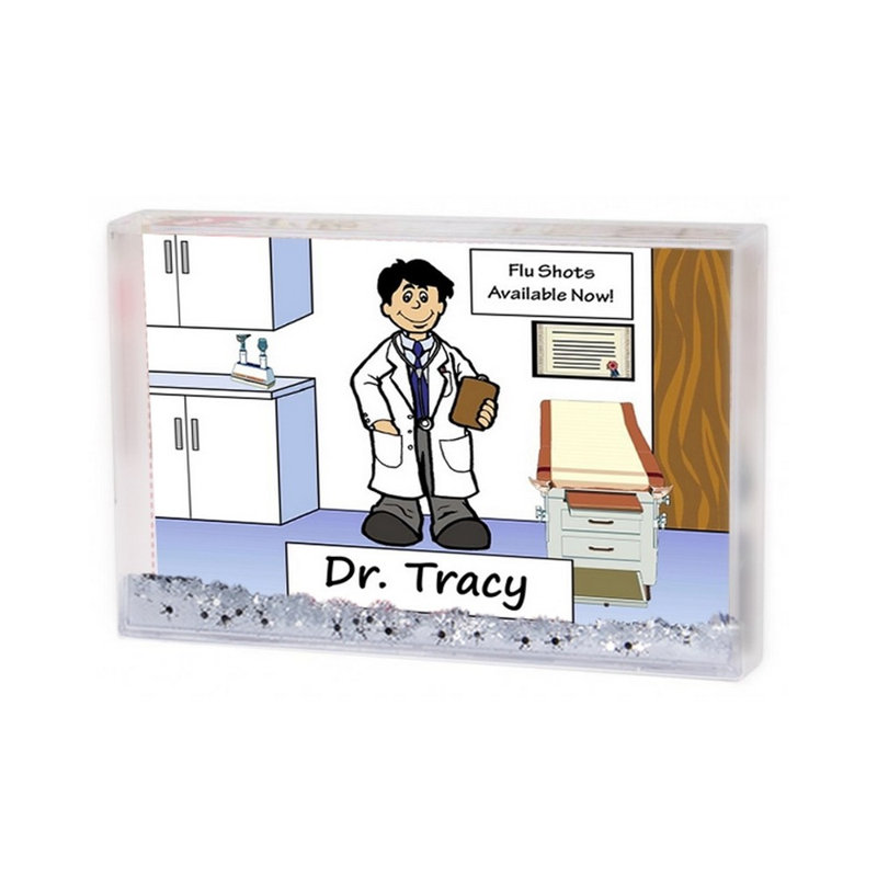 Personalized Doctor - Cadeau de cadre de boule à neige MINI mâle, H 2,5 po x l 3,75 po x P 1 po