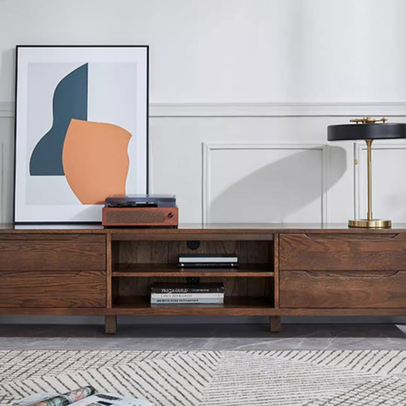 Meuble télé rétro en bois massif simple