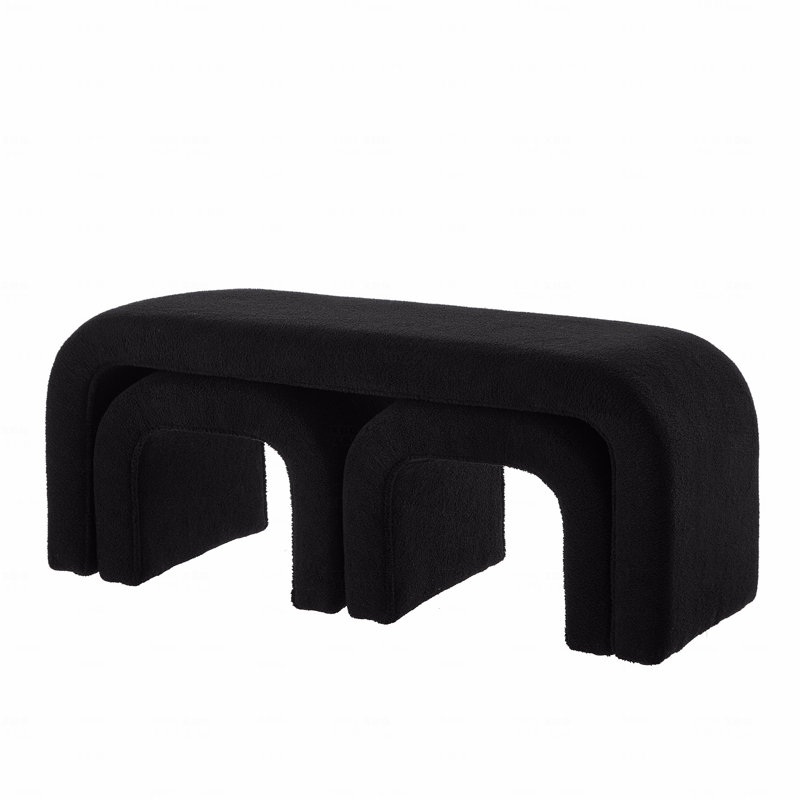 Ensemble de 3 repose-pieds rembourrés en forme de U, Noir
