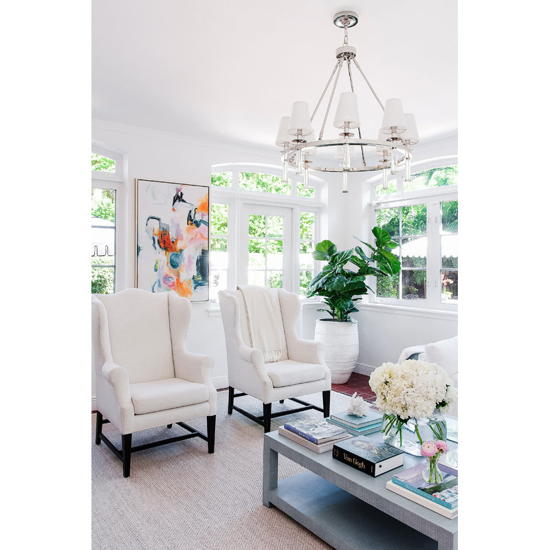 Indimar 8 - Light Dimmable Wagon Wheel Chandelier, Polished Nickel