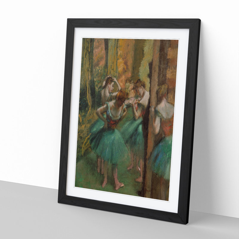 Ballet Ballerina Dancers in Green by Edgar Degas - Framed Print, Black Framed, 65cm H x 48cm W x 2cm D