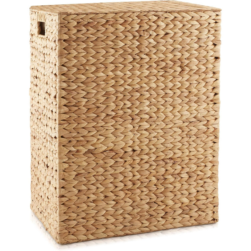 Casafield Woven Laundry Hamper With Lid And Removable Liner Bag - Large Rectangular Clothes Basket For Laundry Room, Bedroom, Or Bathroom Organization